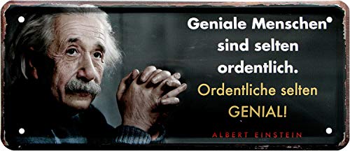 WOGEKA ART Retro Blechschild - Geniale Menschen Albert Einstein - witziger Spruch als Geschenk-Idee zum Geburtstag Weihnachten zur Dekoration 28x12 cm Vintage-Design Metall 2054 WOGEKA ART Retro Blechschild - Geniale Menschen Albert Einstein - witziger Spruch als Geschenk-Idee zum Geburtstag Weihnachten zur Dekoration 28x12 cm Vintage-Design Metall 2054 von WOGEKA ART