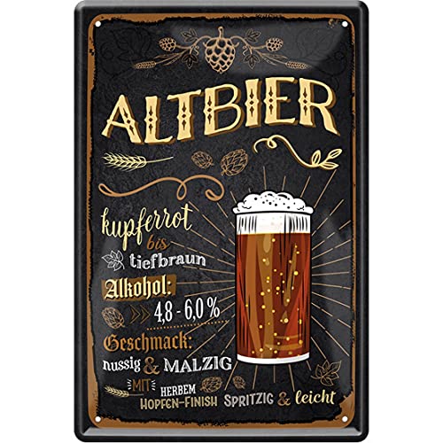 HHS Biersorten Deko Witzige Bier Blechschilder Biertrinker Wandschild Türschild Kneipe Bar Pup Bistro (20 x 30 cm, Altbier - kupferrot bis Tiefbraun 1813) von WOGEKA ART