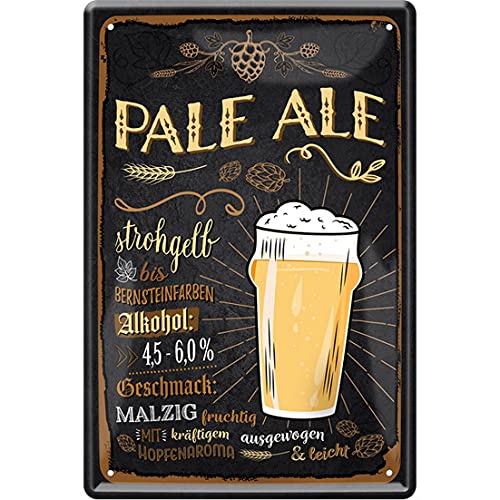 HHS Biersorten Deko Witzige Bier Blechschilder Biertrinker Wandschild Türschild Kneipe Bar Pup Bistro (20 x 30 cm, Pale Ale - strohgelb bis bernsteinfarben 897) von HHS