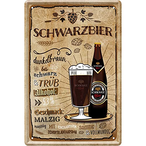HHS Biersorten Deko Witzige Bier Blechschilder Biertrinker Wandschild Türschild Kneipe Bar Pup Bistro (20 x 30 cm, Schwarzbier - Dunkelbraun bis schwarz und trüb 1107) von WOGEKA ART