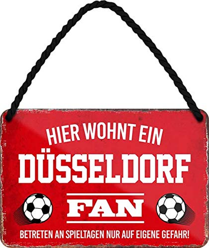 Hier wohnt ein Düsseldorf Fan Fußball 18 x 12 cm Blechschild Hängeschild HS09 von WOGEKA ART