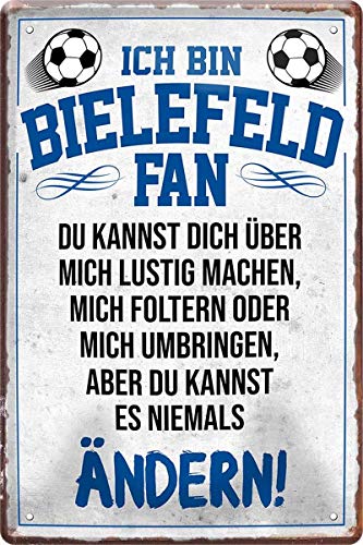 Ich bin Bielefeld Fan Fußball 20 x 30 cm Deko Spruch Blechschild Blech 1656 von WOGEKA ART
