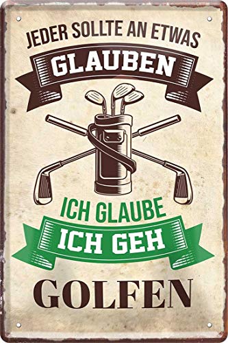 WOGEKA ART Retro Blechschild - Ich glaube, Ich geh Golfen Golf Golfer - witziger Spruch als Geschenk-Idee zum Geburtstag Weihnachten Dekoration 20x30 cm Vintage-Design Metall 1284 von WOGEKA ART