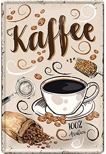 Kaffee Sorten Zubereitung Rezept Retro Deko Blechschild Coffee Bar Bistro Restaurant (20 x 30 cm, Kaffee - 100% Arabica Kaffee 2269) von WOGEKA ART