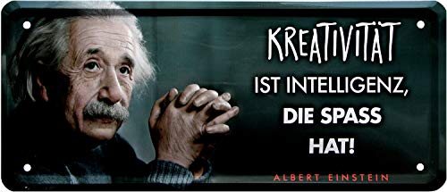 Kreativität ist Intelligenz Albert Einstein Spruch 28x12 Deko Blechschild 2055 von WOGEKA ART