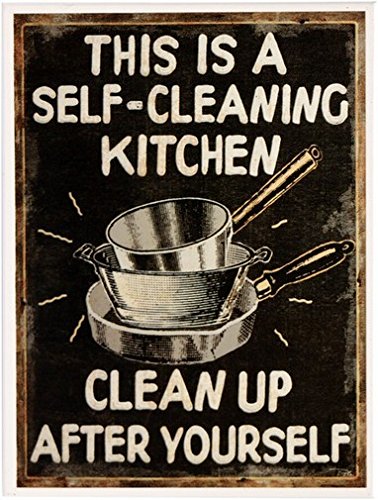 Kühlschrank Magnet 6x8 cm " Self Cleaning Kitchen " Retro Nostalgie Tin Sign EMAG271 von WOGEKA ART