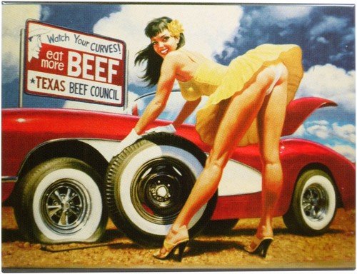 Kühlschrank Metall Magnet 6x8 cm"Autoreparatur PinUp Girl" Nostalgie Tin Sign EMAG198 von WOGEKA ART