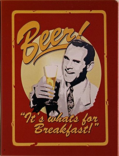 Kühlschrank Metall Magnet 6x8 cm Beer its Whats for Breakfast Nostalgie Tin Sign EMAG360 von WOGEKA ART
