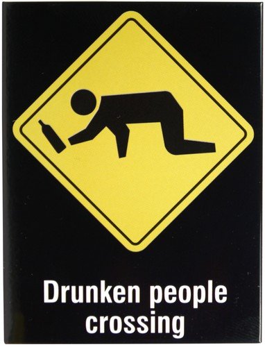 Kühlschrank Metall Magnet 6x8 cm"Drunken people crossing" Nostalgie Tin Sign EMAG69 von WOGEKA ART