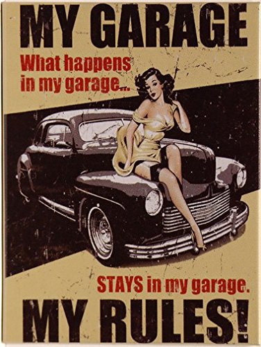 Kühlschrank Metall Magnet 6x8 cm My Garage - My Rules Nostalgie Tin Sign EMAG317 von WOGEKA ART