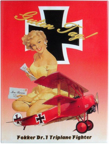 Kühlschrank Metall Magnet 6x8 cm"PinUp Flugzeug" Nostalgie Tin Sign EMAG174 von WOGEKA ART