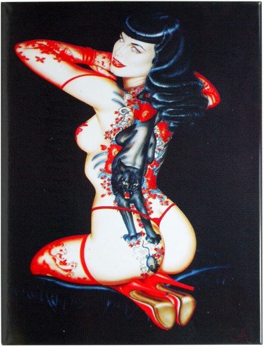 Kühlschrank Metall Magnet 6x8 cm Tattoo Lady Nostalgie Tin Sign EMAG55 von WOGEKA ART