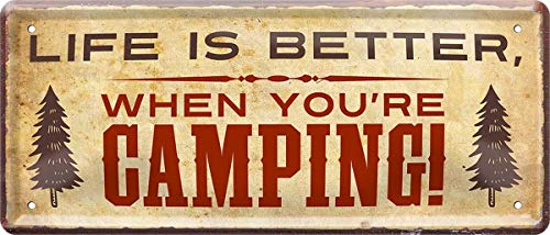 WOGEKA ART Retro Blechschild - Life is better, when youre Camping - witziger Spruch als Geschenk-Idee zum Geburtstag Weihnachten zur Dekoration 28x12 cm Vintage-Design Metall 1083 WOGEKA ART Retro Blechschild - Life is better, when youre Camping - witziger Spruch als Geschenk-Idee zum Geburtstag Weihnachten zur Dekoration 28x12 cm Vintage-Design Metall 1083 von WOGEKA ART