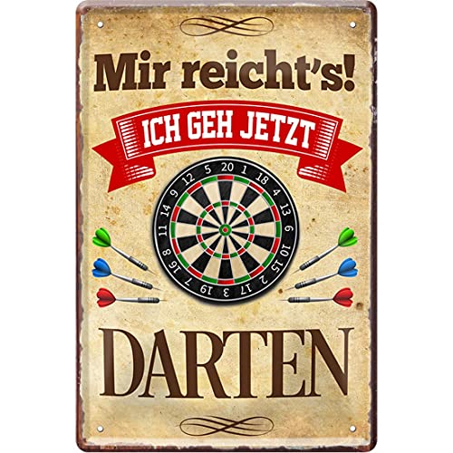 Lustiges Deko Blech-Schild Dart Dartspieler Pub Kneipe Bar Theke (20 x 30 cm, Mir reicht's, ich GEH jetzt Darten 1764) von WOGEKA ART