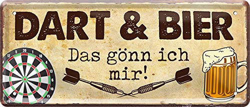 Lustiges Deko Blech-Schild Dart Dartspieler Pub Kneipe Bar Theke (28 x 12 cm, Dart und Bier, das gönn ich Mir 76) von WOGEKA ART