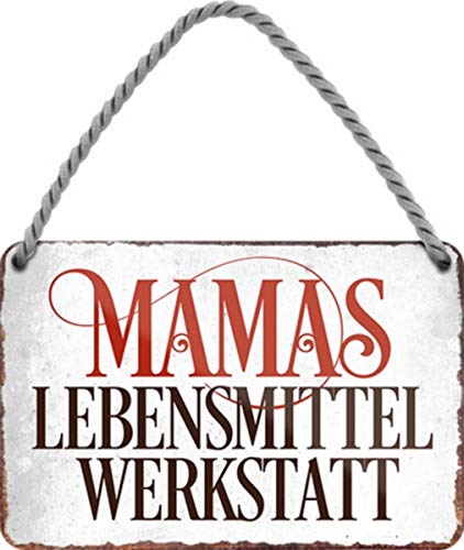 Mamas Lebensmittel-Werkstatt Küche 18x12 witziges Blechschild Hängeschild HS550 von WOGEKA ART