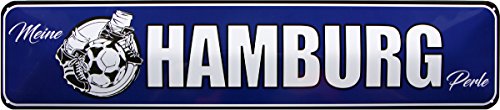 MEINE HAMBURG PERLE FUSSBALL 46x10 BLECHSCHILD STRASSENSCHILD STR183 von WOGEKA ART