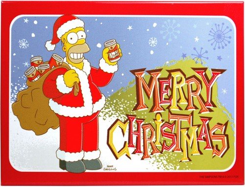 Merry Christmas Weihnachtsmann Weihnachten Kühlschrank Metall Magnet 6x8 cm Homer The Simpsons Nostalgie Tin Sign EMAG65 von WOGEKA ART