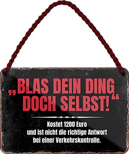N / A Blas Dein Ding doch selbst - Polizeikontrolle 18x12 cm Blech Hängeschild HS395 von WOGEKA ART