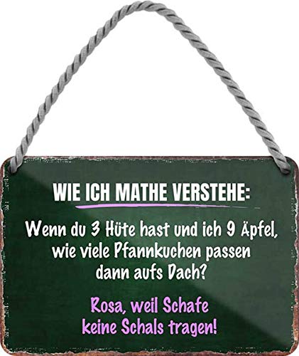 WOGEKA ART Retro Blechschild - Wie ich Mathe verstehe - witziger Spruch Geschenk-Idee Geburtstag Weihnachten Dekoration 18x12 cm Vintage-Design Hänge-Schild Metall HS400 von WOGEKA ART