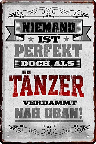 Niemand ist perfekt, doch als Tänzer... 20 x 30 cm Spruch Deko Blechschild 650 von WOGEKA ART