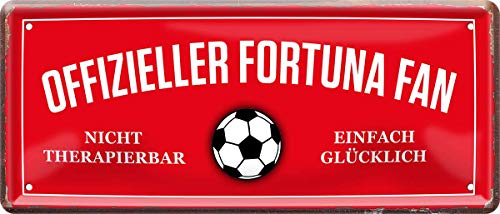 WOGEKA ART Retro Blechschild - Offizieller Fortuna Fan - einfach glücklich - witziger Spruch als Geschenk-Idee zum Geburtstag Weihnachten Deko 28x12 cm Vintage-Design Metall 1377 von WOGEKA ART
