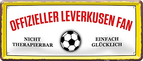 Offizieller Leverkusen Fan - einfach glücklich Fußball 28x12 cm Blechschild 1201 Offizieller Leverkusen Fan - einfach glücklich Fußball 28x12 cm Blechschild 1201 von WOGEKA ART