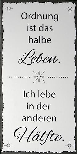 Retro Schild mit lustigem Spruch - Ordnung ist das halbe Leben, ich lebe auf der anderen Seite - als Geschenkidee für Geburtstag Weihnachten 20x40 cm Holzschild Vintage DEKO 10 Retro Schild mit lustigem Spruch - Ordnung ist das halbe Leben, ich lebe auf der anderen Seite - als Geschenkidee für Geburtstag Weihnachten 20x40 cm Holzschild Vintage DEKO 10 von WOGEKA ART