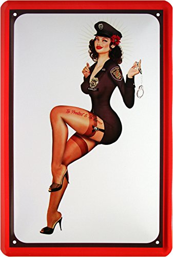 Pin Up Girl Politesse Polizei Strapsmaus Blechschild 20x30 Retro Blech 127 von WOGEKA ART