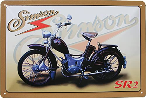 Retro Blechschild Simson DDR Moped Roller Ostalgie (20 x 30 cm, Simson SR2 Blech 595) von WOGEKA ART