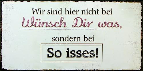 Retro Schild mit lustigem Spruch - Wir sind hier nicht bei wünsch dir was - als Geschenkidee für Geburtstag Weihnachten 20x40 cm Holzschild Vintage DEKO 27 von WOGEKA ART