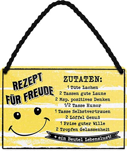 Rezept für Freude... 18x12 cm Spruch Blechschild Hängeschild HS503 von WOGEKA ART