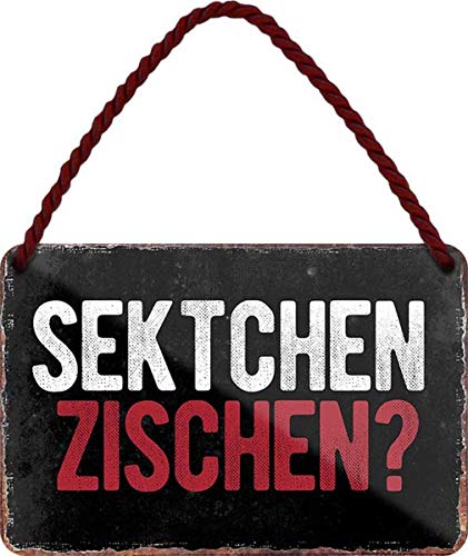 Sektchen zischen? 18x12 cm Bar Spruch Blechschild Hängeschild HS300 Sektchen zischen? 18x12 cm Bar Spruch Blechschild Hängeschild HS300 von WOGEKA ART