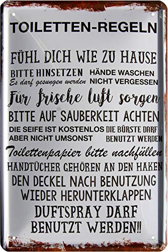 Toiletten-Regeln Klo WC Witziger Spruch 20x30 cm Deko Blechschild 231 von WOGEKA ART