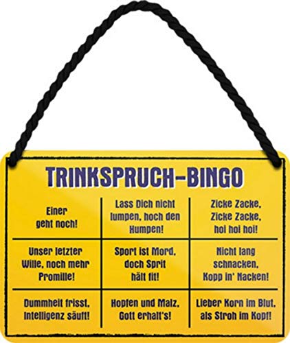 Trinkspruch Bingo Bier 18x12 cm witziges Spruch Blechschild Hängeschild HS602 von WOGEKA ART