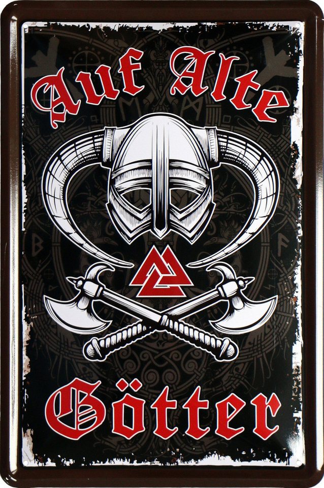 WOGEKA ART Metallbild Auf alte Götter - 20 x 30 cm Retro Blechschild, Blech1399, Metallschild Wanddeko Schild Wandbild Türschild Germanen Wickinger von WOGEKA ART