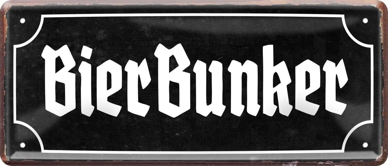 WOGEKA ART Metallbild BIER BUNKER - 28 x 12 cm Retro Blechschild Bar Kneipe von WOGEKA ART