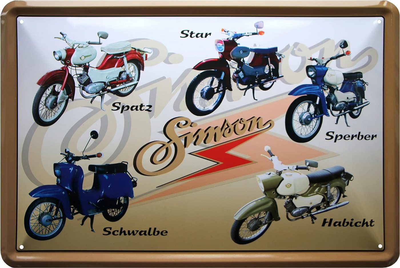 WOGEKA ART Metallbild DDR Moped Vogel-Serie - 20 x 30 cm Retro Blechschild DDR, Metallschild Wanddeko Spruch Schild Wandbild Ostdeutschland Ossi von WOGEKA ART