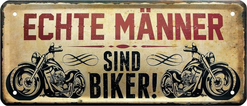 WOGEKA ART Metallbild Echte Männer sind Biker - 28 x 12 cm Blechschild Motorrad von WOGEKA ART