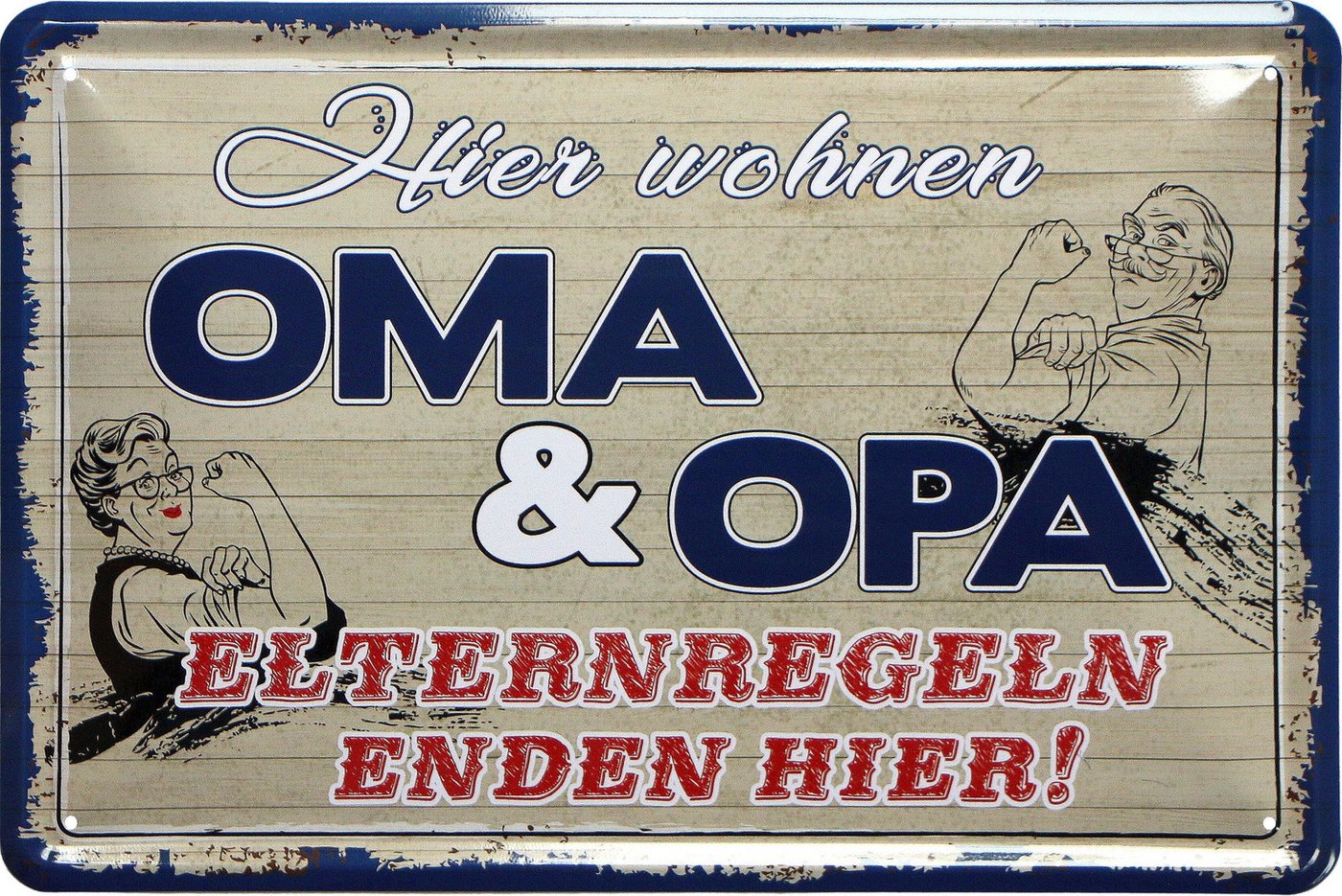 WOGEKA ART Metallbild Hier wohnen Oma und Opa - 20 x 30 cm Retro Blechschild, Blech333, Metallschild Wanddeko Spruch Schild Wandbild Türschild Großeltern WOGEKA ART Metallbild Hier wohnen Oma und Opa - 20 x 30 cm Retro Blechschild, Blech333, Metallschild Wanddeko Spruch Schild Wandbild Türschild Großeltern von WOGEKA ART