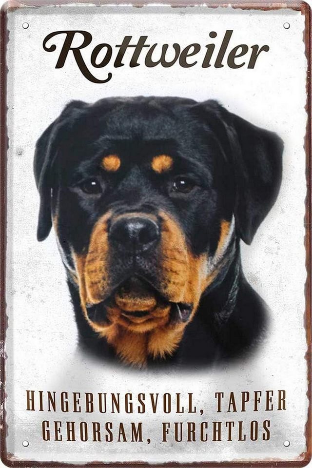 WOGEKA ART Metallbild Hunde-Rassen Steckbrief 20 x 30 cm Blechschild Haustier Hund Deko, Rottweiler WOGEKA ART Metallbild Hunde-Rassen Steckbrief 20 x 30 cm Blechschild Haustier Hund Deko, Rottweiler von WOGEKA ART