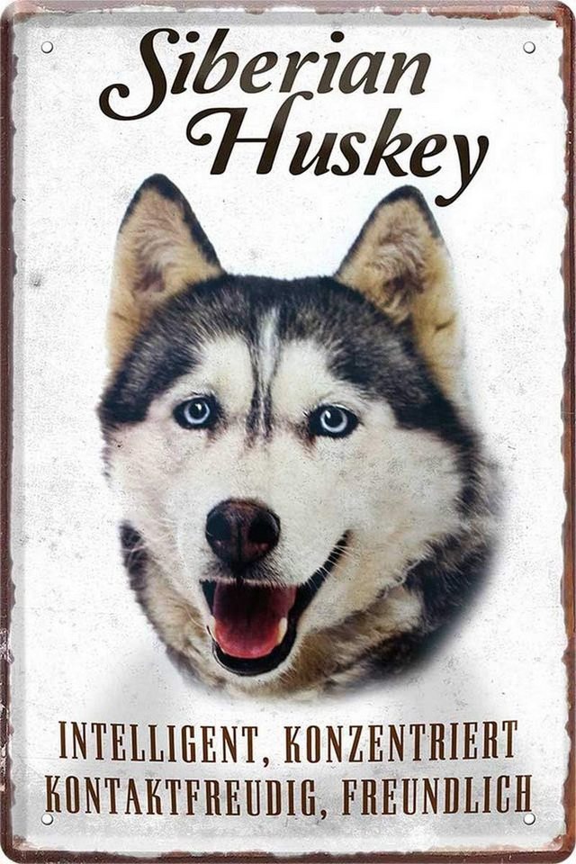 WOGEKA ART Metallbild Hunde-Rassen Steckbrief 20 x 30 cm Blechschild Haustier Hund Deko, Siberian Huskey WOGEKA ART Metallbild Hunde-Rassen Steckbrief 20 x 30 cm Blechschild Haustier Hund Deko, Siberian Huskey von WOGEKA ART