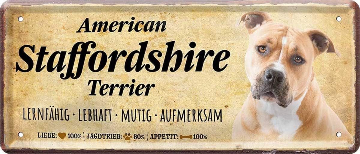 WOGEKA ART Metallbild Hunde-Rassen Steckbrief Blechschild Haustier Hund Deko, American Staffordshire Terrier WOGEKA ART Metallbild Hunde-Rassen Steckbrief Blechschild Haustier Hund Deko, American Staffordshire Terrier von WOGEKA ART
