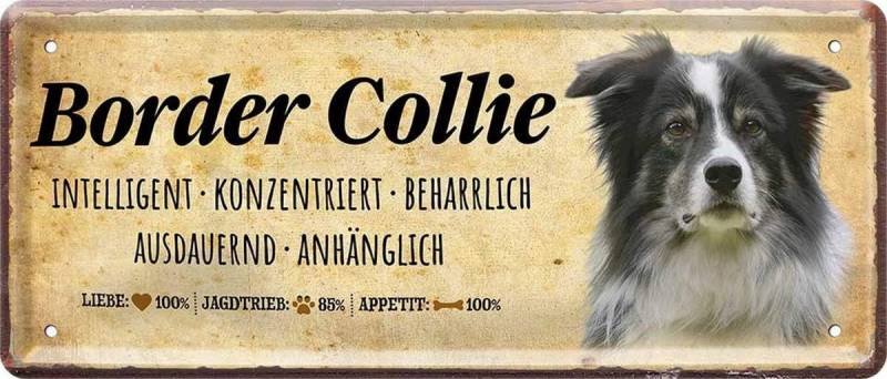 WOGEKA ART Metallbild Hunde-Rassen Steckbrief Blechschild Haustier Hund Deko, Border Collie von WOGEKA ART