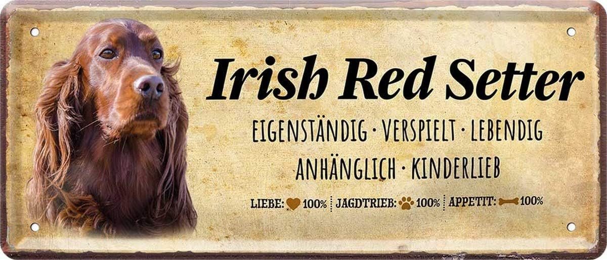 WOGEKA ART Metallbild Hunde-Rassen Steckbrief Blechschild Haustier Hund Deko, Irish Red Setter WOGEKA ART Metallbild Hunde-Rassen Steckbrief Blechschild Haustier Hund Deko, Irish Red Setter von WOGEKA ART