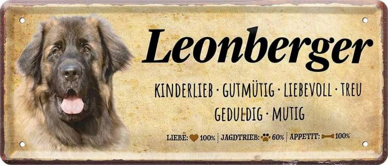 WOGEKA ART Metallbild Hunde-Rassen Steckbrief Blechschild Haustier Hund Deko, Leonberger von WOGEKA ART