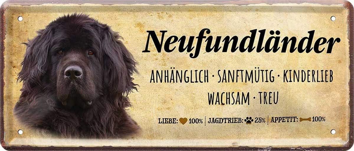 WOGEKA ART Metallbild Hunde-Rassen Steckbrief Blechschild Haustier Hund Deko, Neufundländer WOGEKA ART Metallbild Hunde-Rassen Steckbrief Blechschild Haustier Hund Deko, Neufundländer von WOGEKA ART