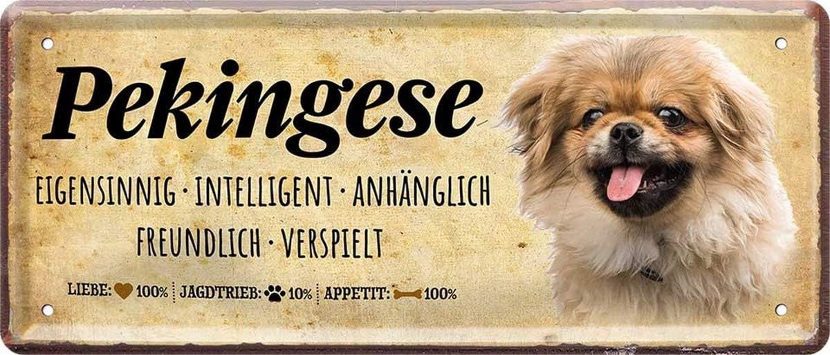 WOGEKA ART Metallbild Hunde-Rassen Steckbrief Blechschild Haustier Hund Deko, Pekingese WOGEKA ART Metallbild Hunde-Rassen Steckbrief Blechschild Haustier Hund Deko, Pekingese von WOGEKA ART