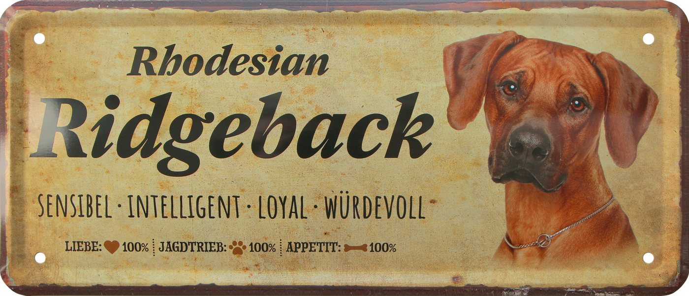 WOGEKA ART Metallbild Hunde-Rassen Steckbrief Blechschild Haustier Hund Deko, Rhodesian Ridgeback WOGEKA ART Metallbild Hunde-Rassen Steckbrief Blechschild Haustier Hund Deko, Rhodesian Ridgeback von WOGEKA ART