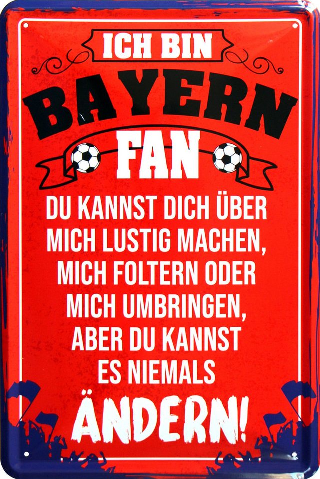 WOGEKA ART Metallbild Ich bin Bayern Fan - 20 x 30 cm Retro Blechschild Fußball Sport von WOGEKA ART